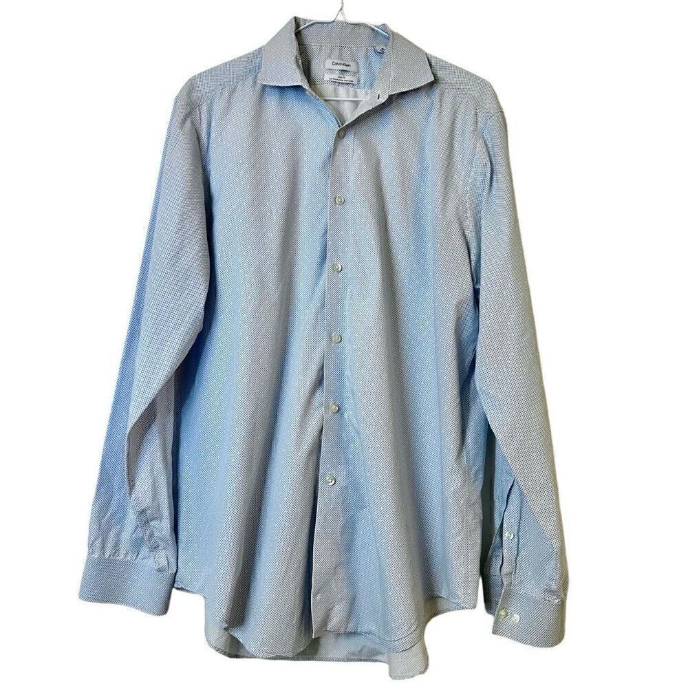 Calvin Klein Slim Fit Performance Non Iron Button-Up Dress Shirt White 17 34/35